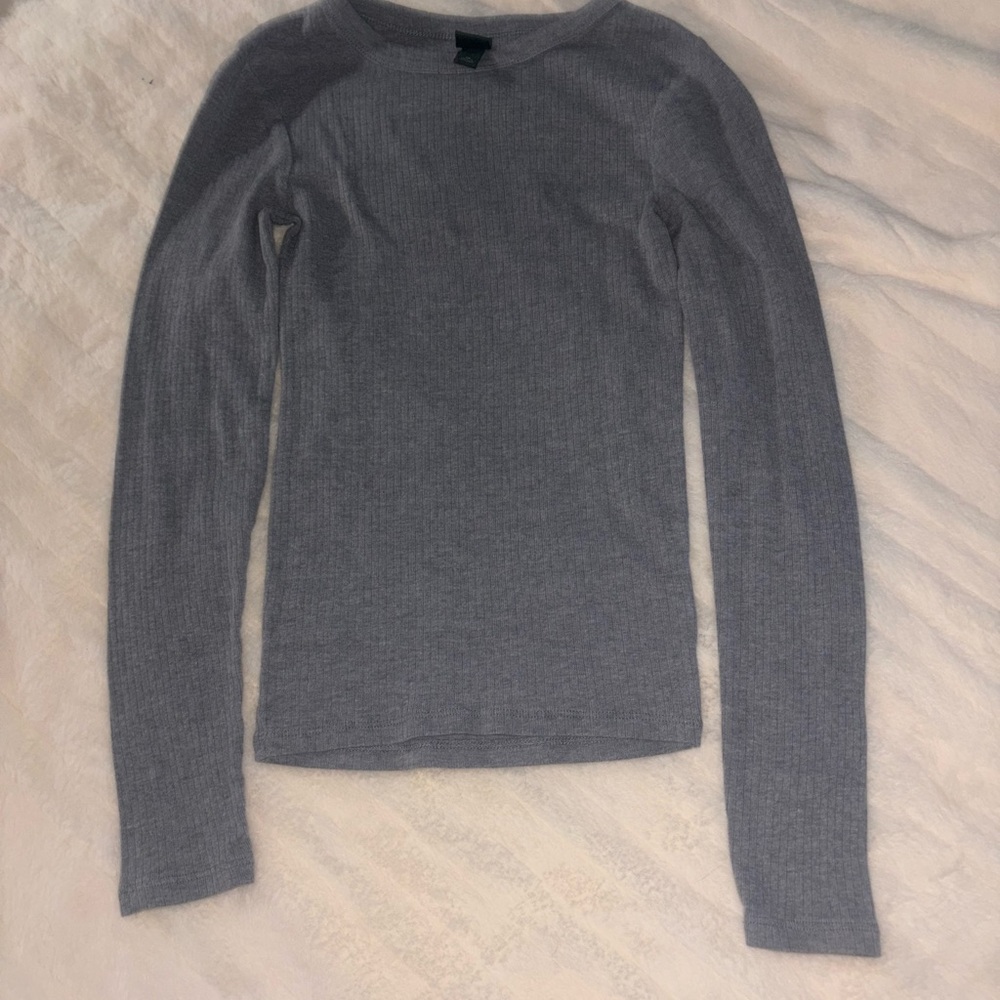 Wild Fable Gray Long Sleeve Ribbed Top